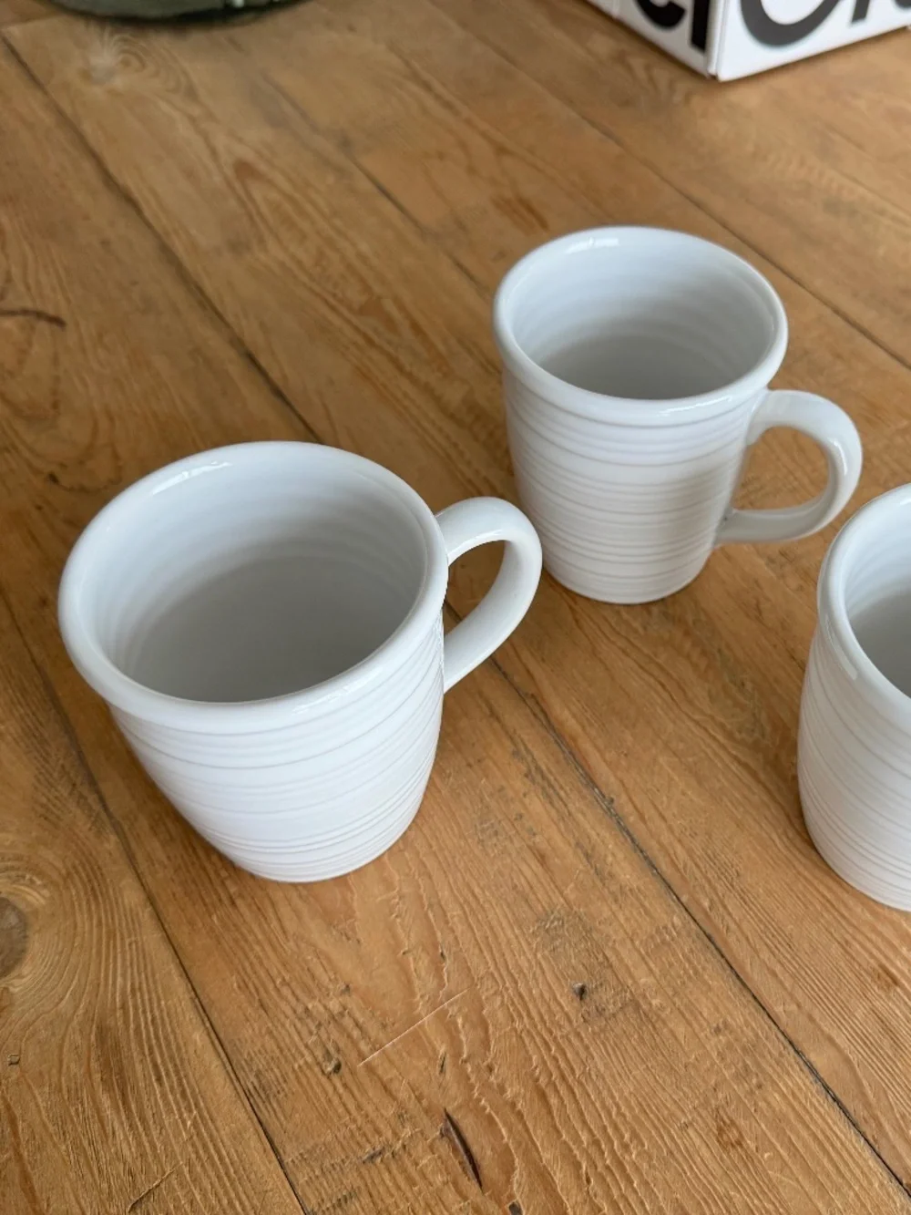 Crate & Barrel Farmhouse mugs, 16 oz, white